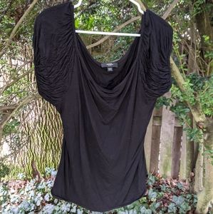 Black Top with Ruched Sleeves